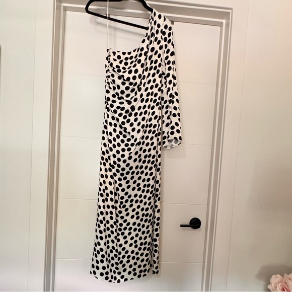 Mango Asymmetrical Black and White polka dot  Dress - Picture 5 of 5